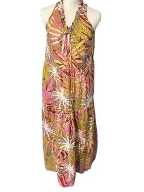 100% Cotton True Destinations Dress Maxi Midi Long Tropical Resort Extra small